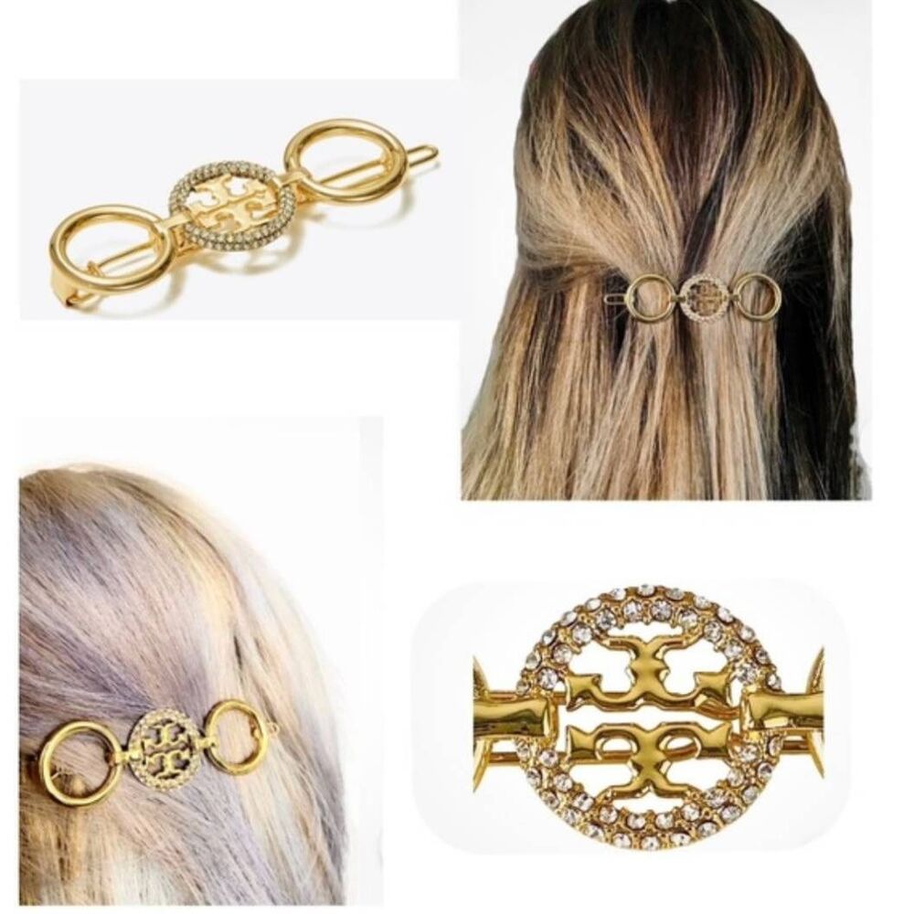 TORY BURCH Miller Pave Gold Circular Hair Barrette